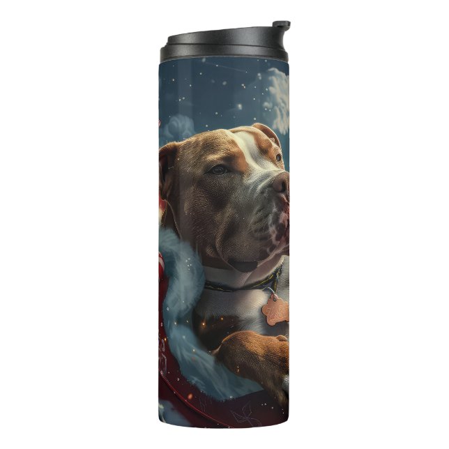 Bouteilles Isothermes Fête de Noël du chien Pitbull (Tourné sur la gauche)