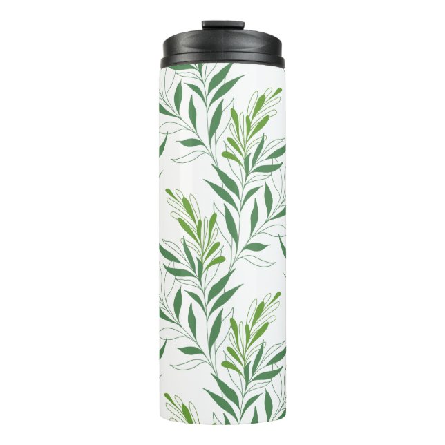 Bouteilles Isothermes Feuillage De Verdure Motif Élégant Vert Et Blanc (Devant)