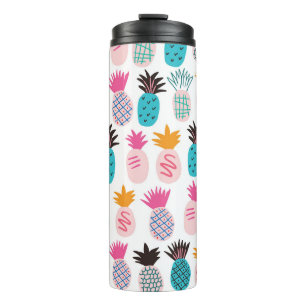 Bouteilles Isothermes Feuilles colorés d'ananas, doodle tropical.