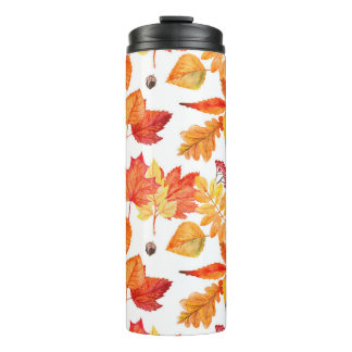Bouteilles Isothermes Feuilles d'aquarelle, motif naturel transparent.