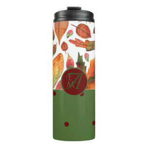 Bouteilles Isothermes Feuilles d'automne monogrammes Automne Rouge Vert