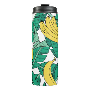 Bouteilles Isothermes Feuilles de bananes : Motif Vintage blanc.