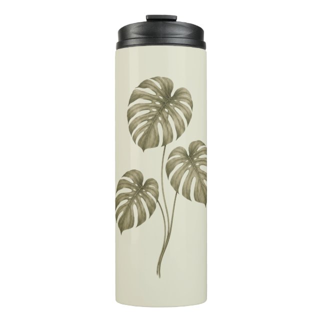 Bouteilles Isothermes Feuilles de Monstera vert vintage (Devant)