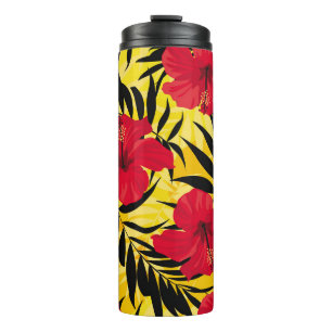 Bouteilles Isothermes Feuilles de palmiers à fleurs tropicales, motif vi