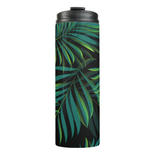 Bouteilles Isothermes Feuilles de palmiers tropicaux verts. Graphique mo