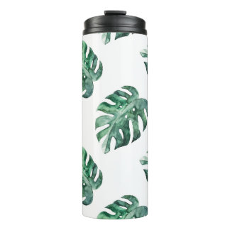 Bouteilles Isothermes Feuilles tropicales vertes, motif aquarelle