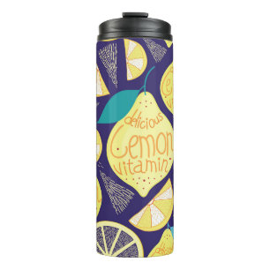 Bouteilles Isothermes Feux de citrons : bleu foncé Motif brillant