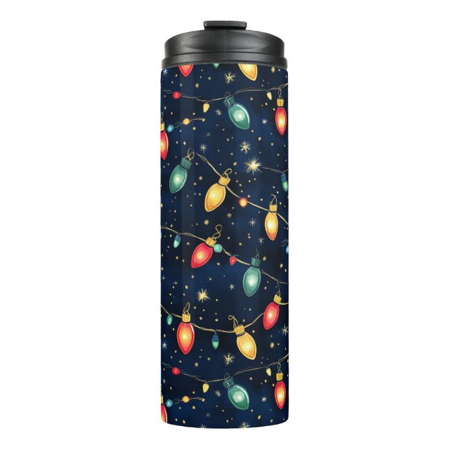 Bouteilles Isothermes Feux de Noël design avec brillance scintillante (Devant)