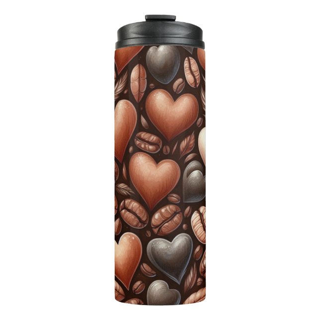 BOUTEILLES ISOTHERMES FÈVES DE CAFÉ BROWN FONCÉ EN FORME CARDIAQUE (Devant)