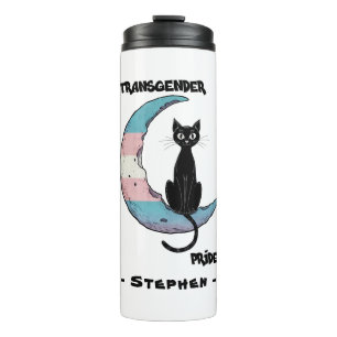 Bouteilles Isothermes Fierté transgenre - Chat noir sur la lune transsex