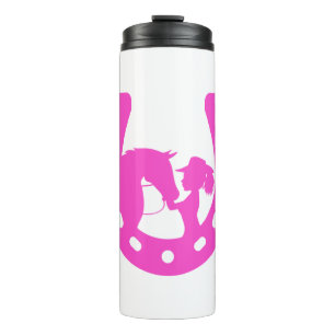 Bouteilles Isothermes Fille avec cheval et Casquette occidental Hot rose