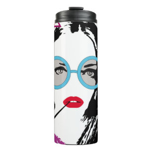 Bouteilles Isothermes Fille avec cigarette et lunettes de soleil pop ar