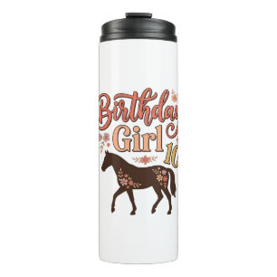 Bouteilles Isothermes Fille d'anniversaire 10 Cheval Floral Design Vecto