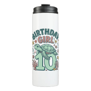 Bouteilles Isothermes Fille d'anniversaire 10 Tortue de mer Gravure vint