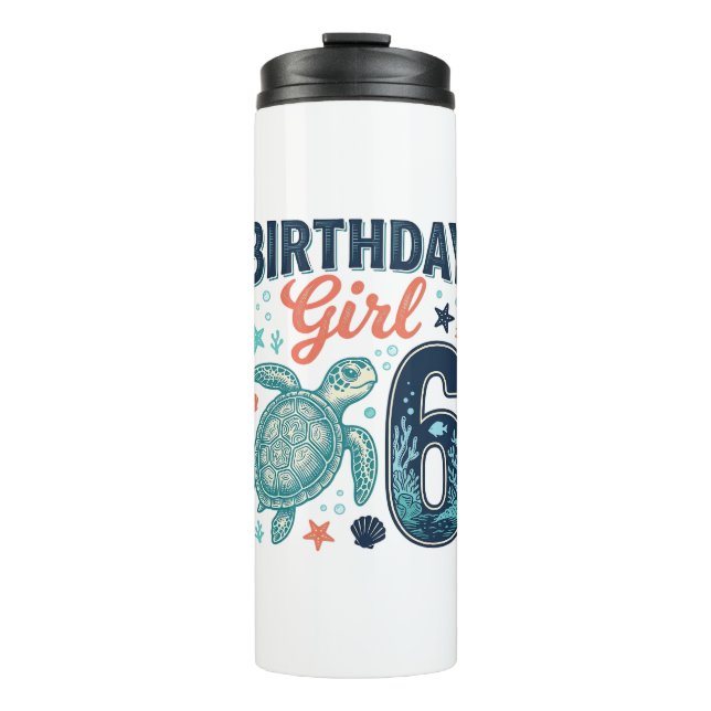 Bouteilles Isothermes Fille d'anniversaire 6 Tortue de mer Conception ve (Devant)