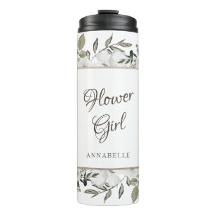 Bouteilles Isothermes Fille de fleurs personnalisée Vintage Cherish Blan