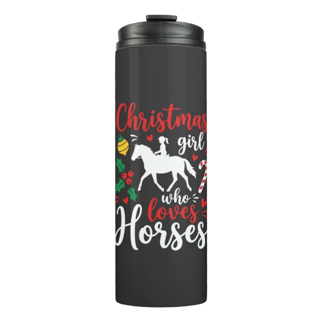 Bouteilles Isothermes Fille de Noël qui aime les chevaux (Devant)