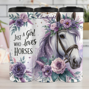 Bouteilles Isothermes Fille florale du cheval aime les chevaux