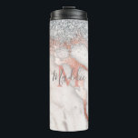 Bouteilles Isothermes Fille Rose Gold Marbre Argent Nom monogramme<br><div class="desc">Marbre d'or Rose avec une touche de parties scintillant argentée,  votre initiale et votre nom.</div>