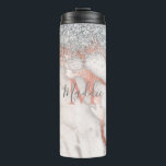 Bouteilles Isothermes Fille Rose Gold Marbre Argent Nom monogramme<br><div class="desc">Marbre d'or Rose avec une touche de parties scintillant argentée,  votre initiale et votre nom.</div>