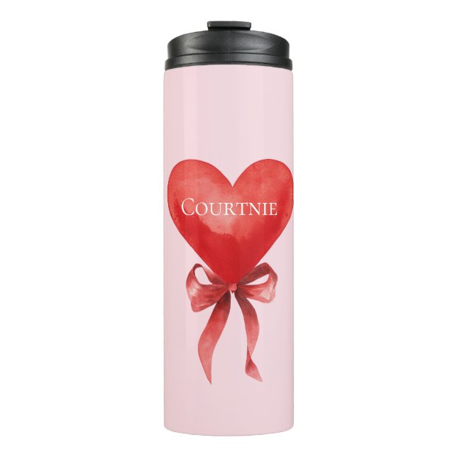 Bouteilles Isothermes Fille Rose Rouge Coeur Bow (Devant)