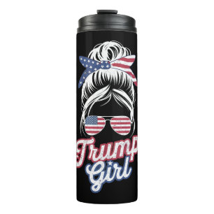 Bouteilles Isothermes Fille Trump Chignon Sale Drapeau USA Américain Vin