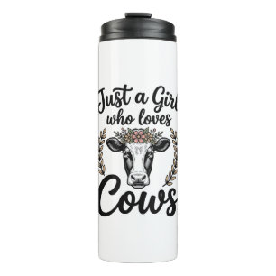 Bouteilles Isothermes Fille Vintage Qui Aime Les Vaches Fleur Cow Chemis