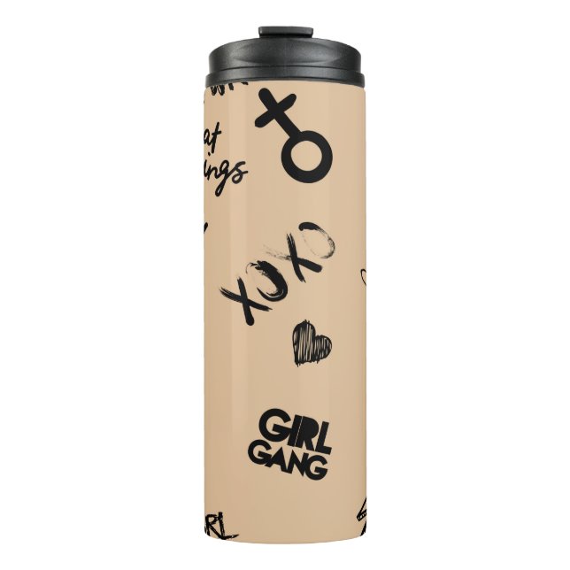 Bouteilles Isothermes Filles motif sans soudure avec slogan calligraphiq (Devant)
