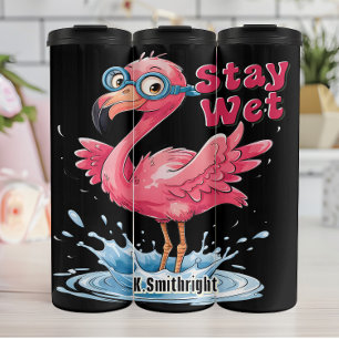 Bouteilles Isothermes Flamant rose avec lunettes Stay Wet