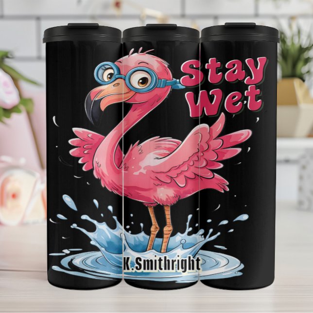 Bouteilles Isothermes Flamant rose avec lunettes Stay Wet (Créateur téléchargé)