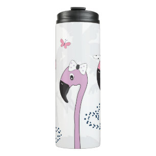 Bouteilles Isothermes Flamant rose d'été : Illustration Vintage de plage