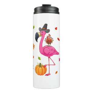 Bouteilles Isothermes Flamant rose drôle Turquie Thanksgiving Citrouille