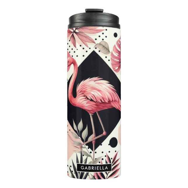 Bouteilles Isothermes Flamant rose mignon géométrique (Devant)