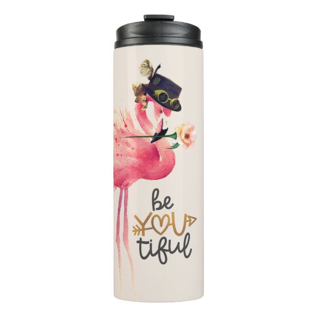 Bouteilles Isothermes Flamant rose Monogram "Be You tik" Casquette Steam (Devant)