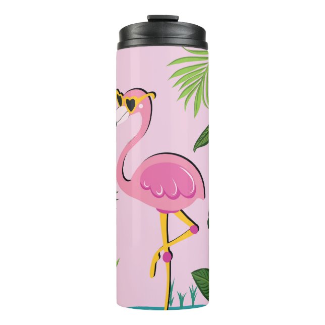 Bouteilles Isothermes Flamant rose Palm Feuille Tropical Design (Devant)