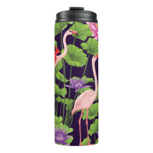 Bouteilles Isothermes Flamant rose, plantes tropicaux, arrière - plan no