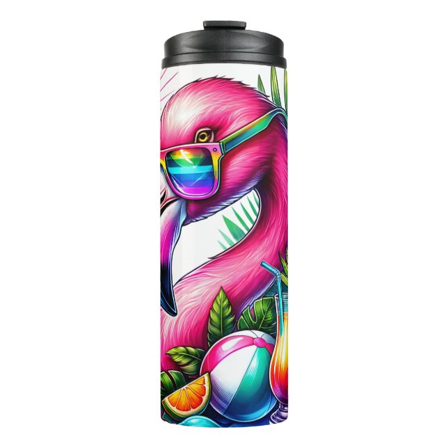 Bouteilles Isothermes Flamant rose tropical vibrant (Devant)