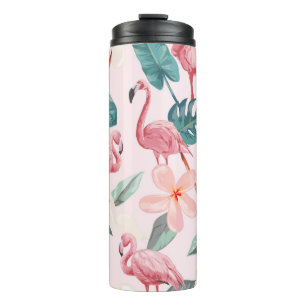 Bouteilles Isothermes flamants et fleurs tropicales sans soudure illustr