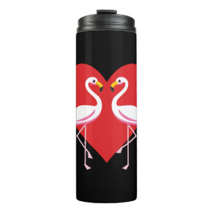 Bouteilles Isothermes Flamants roses blancs mignons rose avec coeur roug