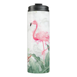 Bouteilles Isothermes flamants roses en plantes tropicaux sur un dos tex