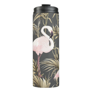Bouteilles Isothermes flamants roses et plantes dorés sans couture motif