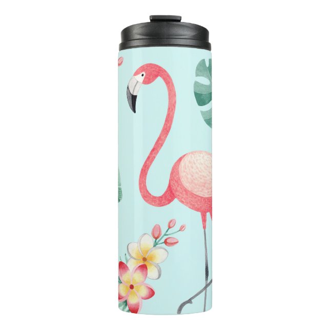 Bouteilles Isothermes Flamants roses Fleurs tropicales Motif aquarelle (Devant)