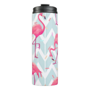 Bouteilles Isothermes Flamants roses gris clair : Vintage tropical.