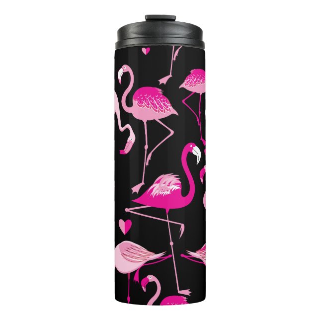 Bouteilles Isothermes flamants roses, motif sans soudure foncée. (Devant)
