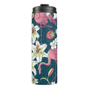 Bouteilles Isothermes Flamants roses tropicaux vintages Lys Motif