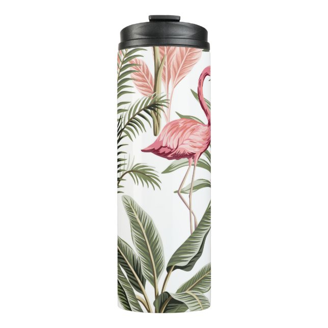 Bouteilles Isothermes Flamingo vintage rose tropicale, bananiers et (Devant)