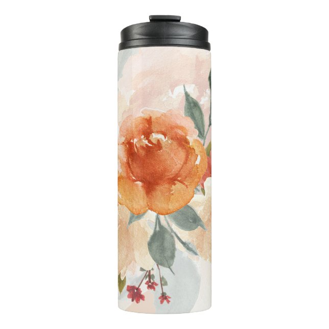 Bouteilles Isothermes Fleur aquarelle automne orange (Devant)