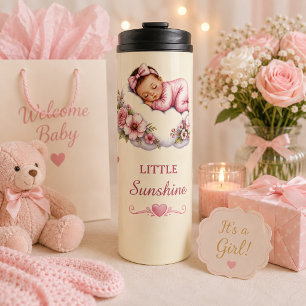 Bouteilles Isothermes Fleur aquarelle rose paisible Petit Soleil