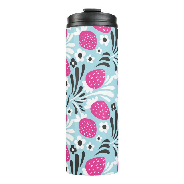 Bouteilles Isothermes Fleur de fraise : Berry Rose Sans Seamless. (Devant)