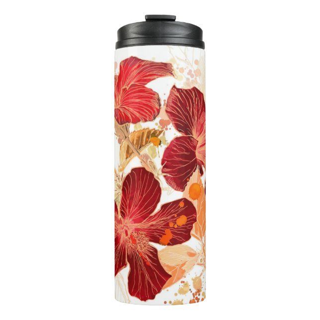 Bouteilles Isothermes Fleur de ketmie - peinture 2 d'aquarelle (Devant)